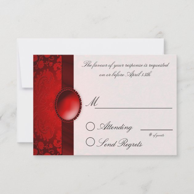 Damask Ribbon Red  Reply Card