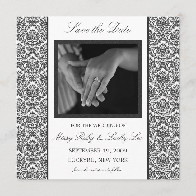 Black Damask Save the Date Announcement
