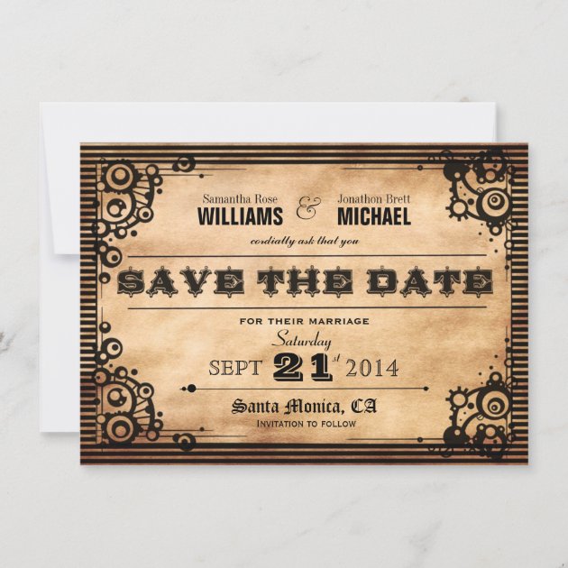 Steampunk Vintage Look Save The Date