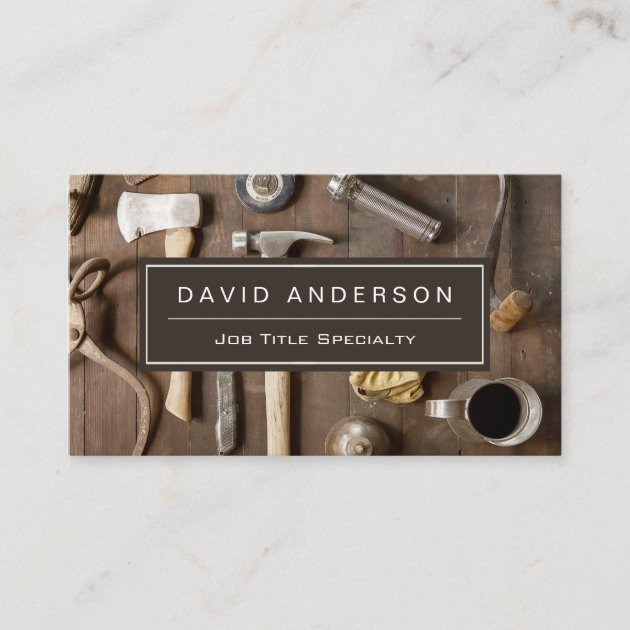 Vintage Rustic Tools Carpenter Handyman Woodworker Business Card