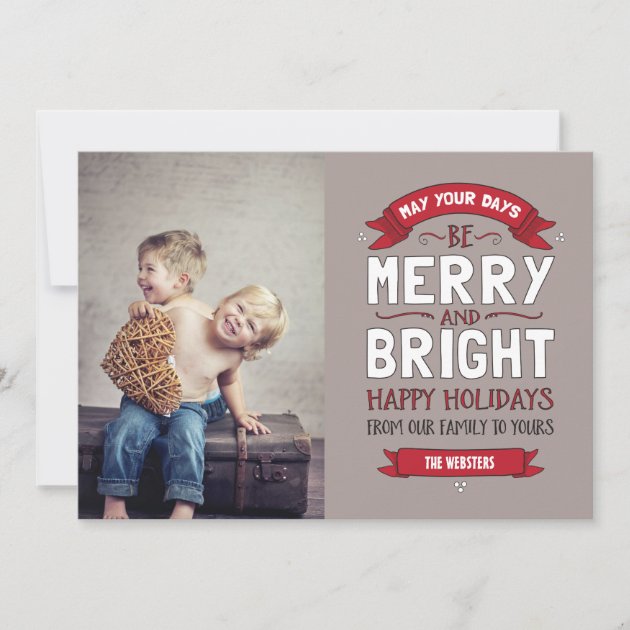Big Bright & Merry Holiday Photo Card (front side)