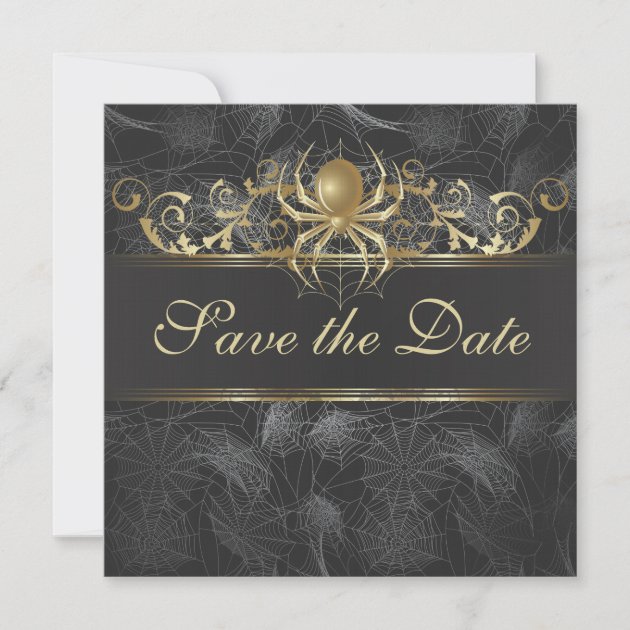 Ornate Golden Spiders Save the Date Invitation