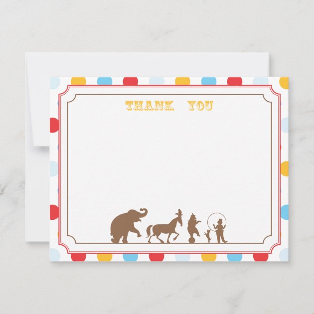 Circus Party Flat Thank You Note