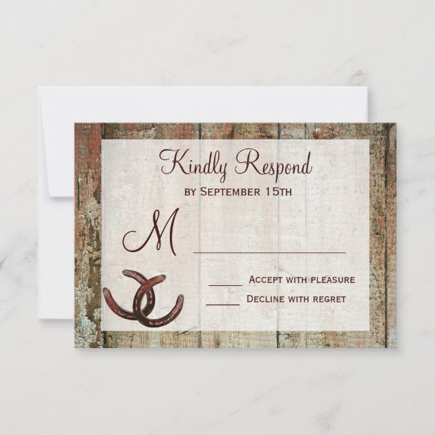 Rustic Horseshoes Country Wedding RSVP Cards