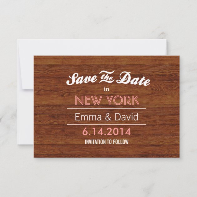 Classy Wood Background Save the Date Cards (front side)