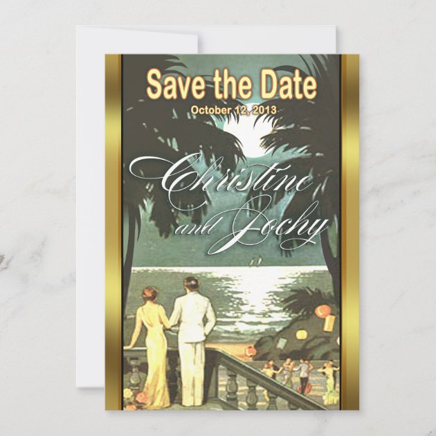 Art Deco Vintage Beach Wedding Save The Date