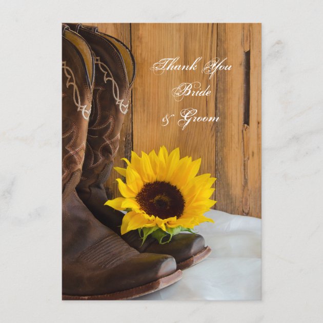 Country Sunflower Western Wedding Thank You Notes