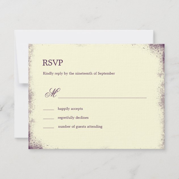 Rustic Vineyard Wedding RSVP Card - Purple