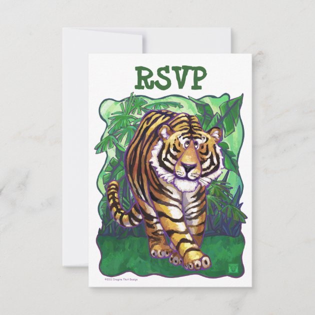 Tiger Party Center RSVP Cards