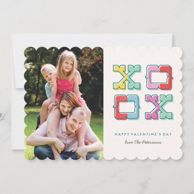 Color-Blocked XOXO Valentine's Day Card (front side)
