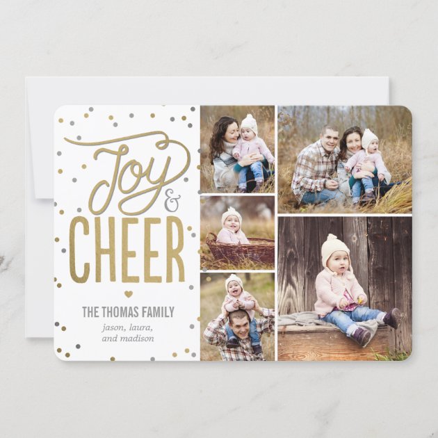 Joy and Cheer Collage Holiday Photo Card