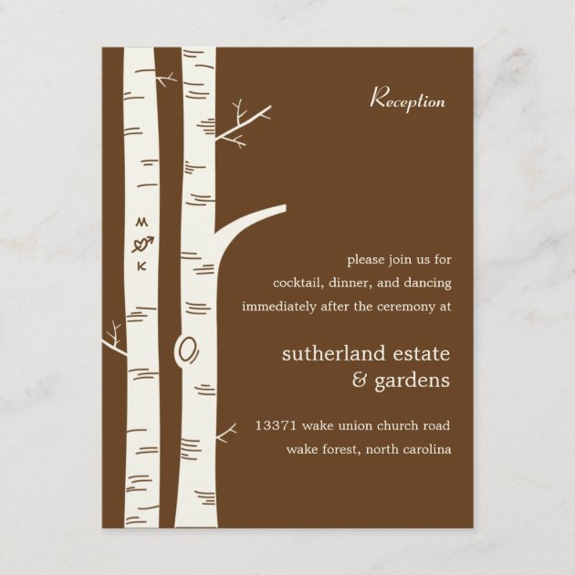 Birch Trees Wedding Reception Card - Chocolate