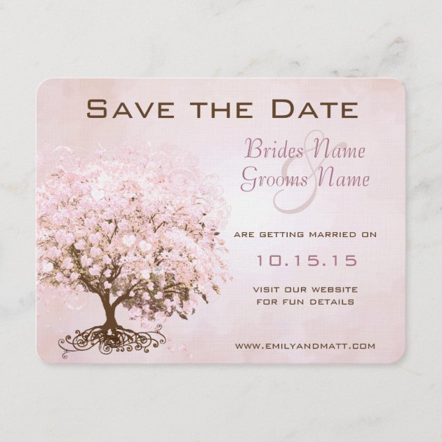 Pink Heart Tree Wedding Save the Date
