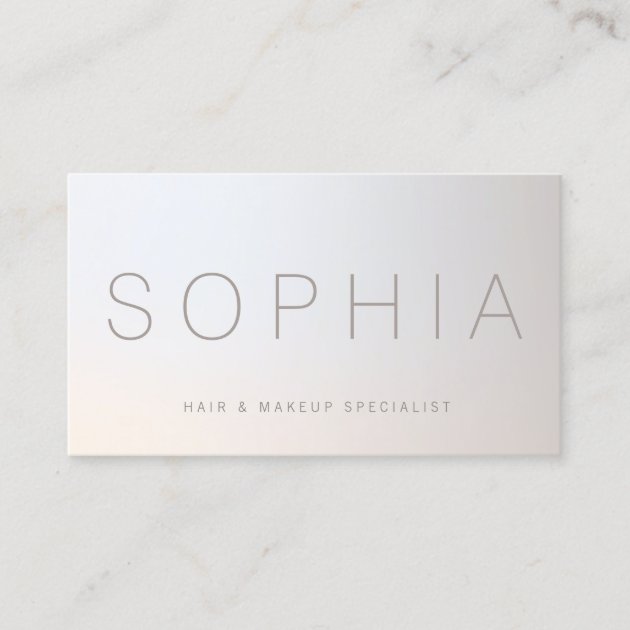 Chic Modern Beauty Minimalist Luminous Silver Business Card (front side)