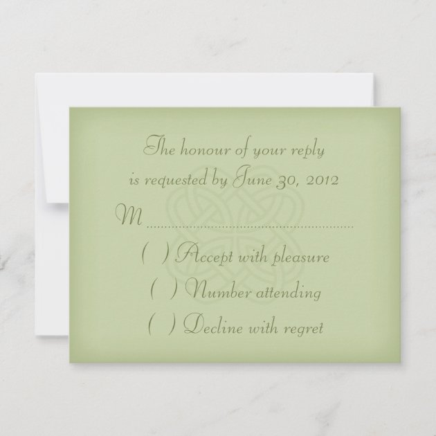 Green Celtic Knot Wedding Invitation RSVP Card