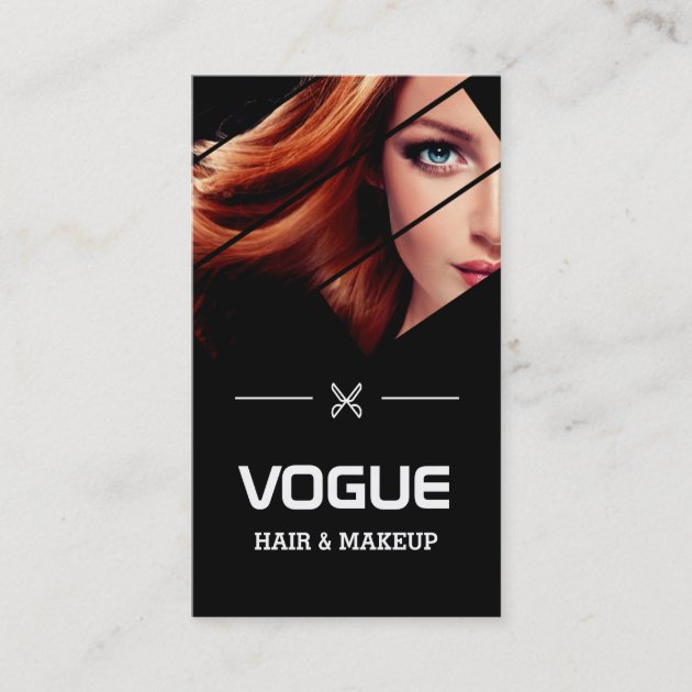 Vogue Girl Stylish Black White Fashion Hairstylist Business Card (front side)