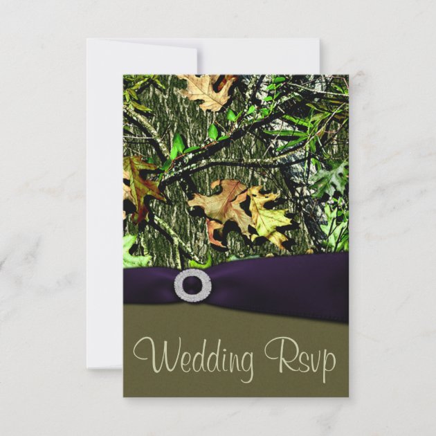 Lapis Purple Hunting Camo Wedding RSVP Cards