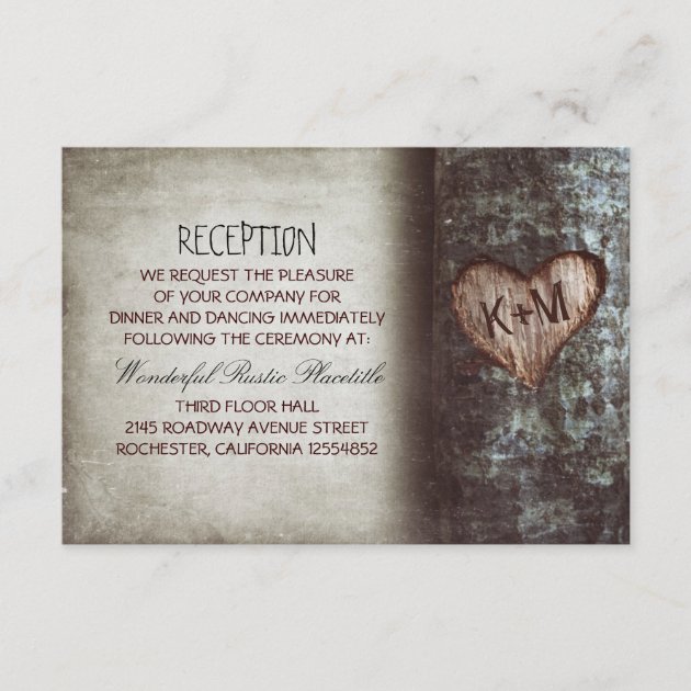 tree rustic wedding reception & driving directions enclosure card