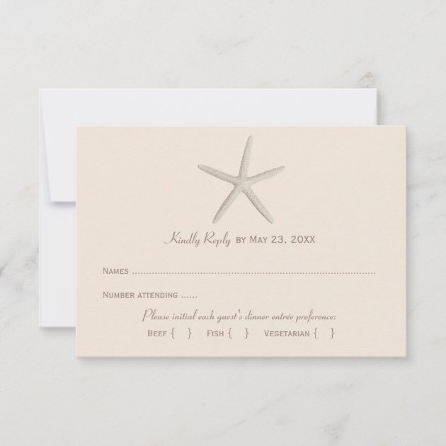 Wedding Reply Card 2 | Neutral Starfish (front side)