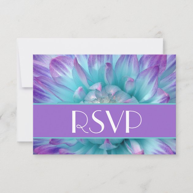 Purple and Blue Dahlia Petals RSVP Wedding