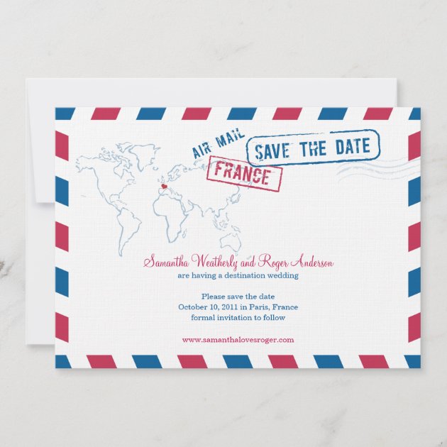 France Air Mail Wedding Save The Date