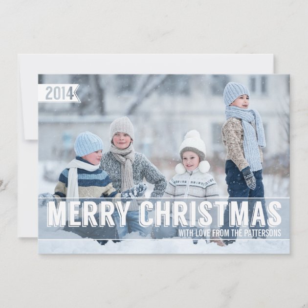 Bold Modern Merry Christmas Big Photo Card (front side)