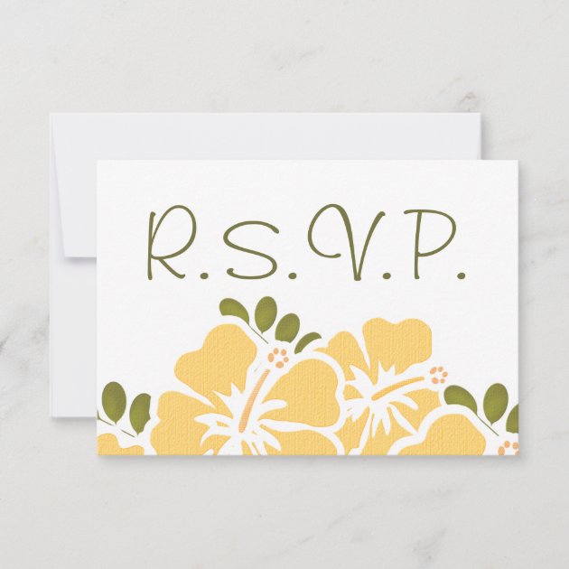 YELLOW HIBISCUS RSVP WEDDING RESPONSE CARDS (front side)