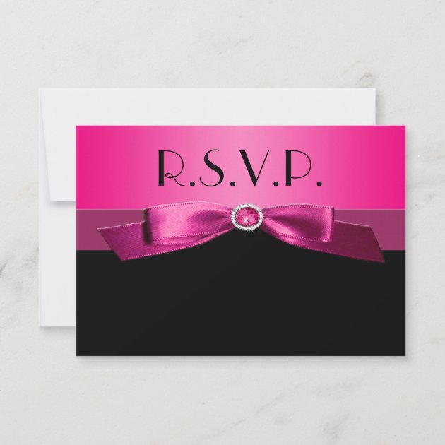 Hot Pink and Black Reply Card