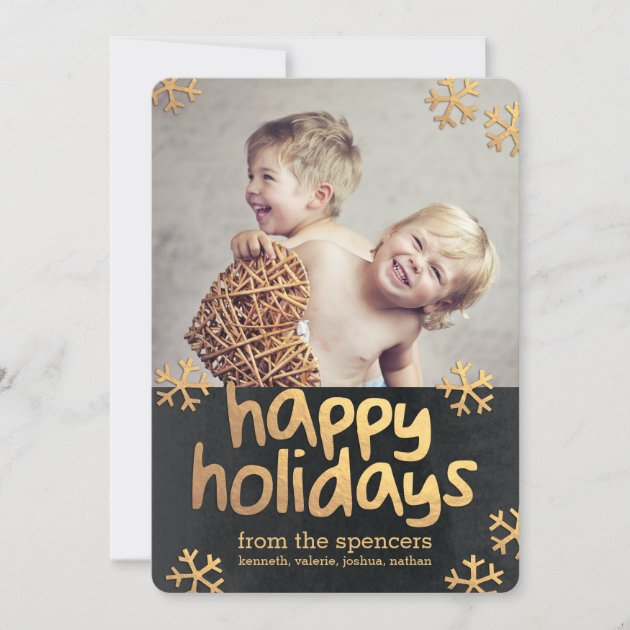 Radiant Snowflakes General Holiday Photo Cards (front side)