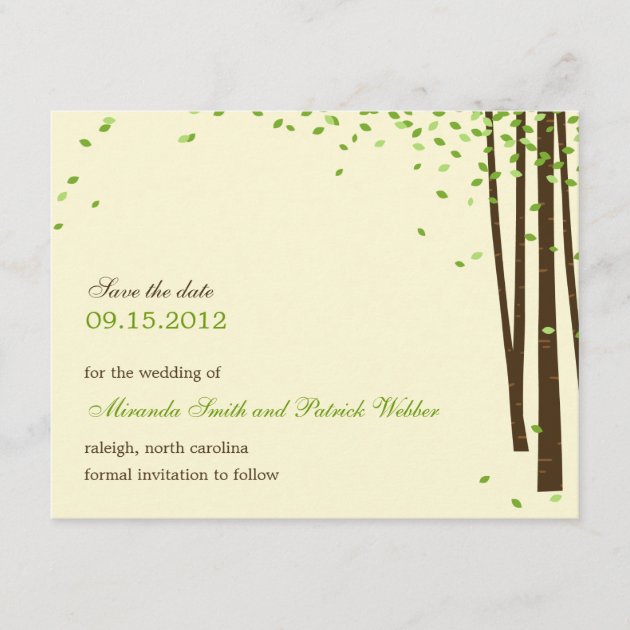 Forest Trees Save The Date Announcement - Green -