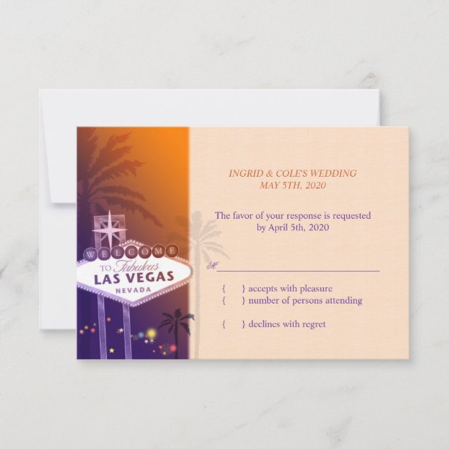 Hip Orange + Purple Las Vegas Wedding RSVP