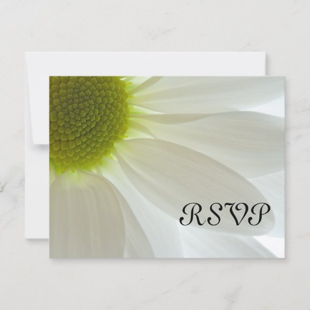 White Daisy Petals Wedding RSVP Response Card (front side)