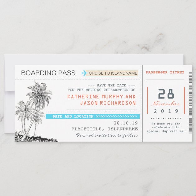 plane tickets boarding pass save the date design