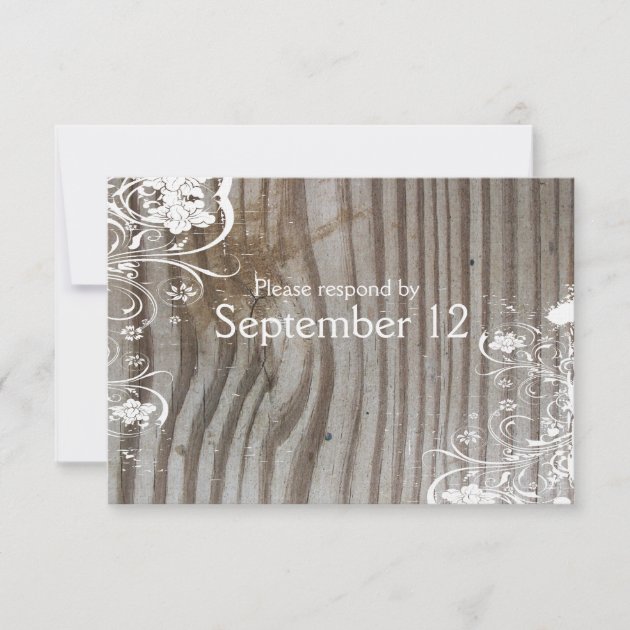 Banded Wood Shabby Chic RSVP with envelopes