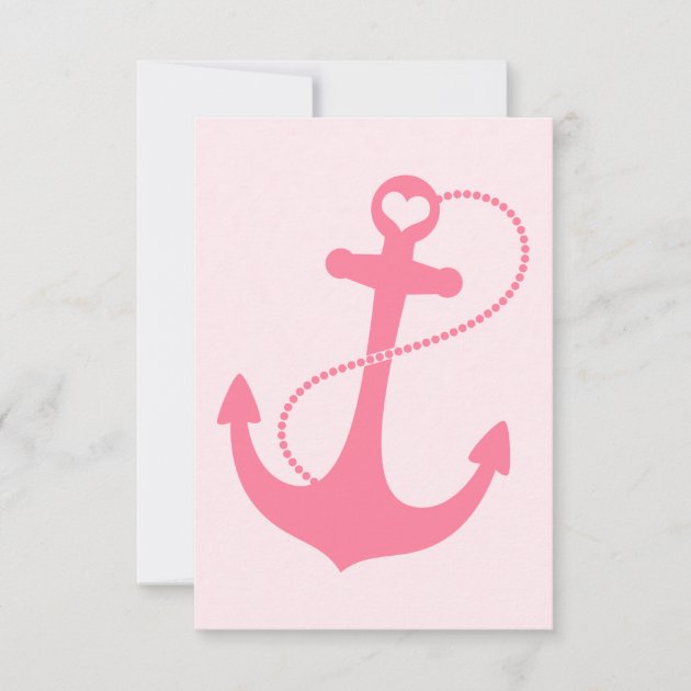 Pink and Black Nautical Wedding RSVP (front side)