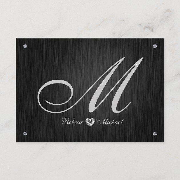 Elegant Monogram  & Diamond Wedding RSVP Cards.