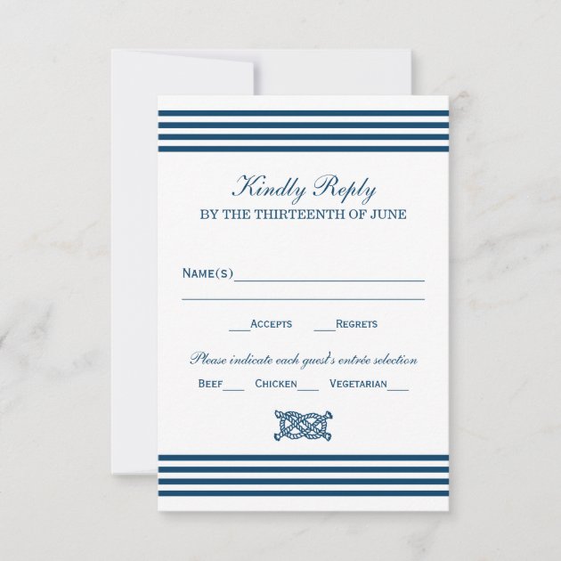 Wedding RSVP Card | Nautical Stripes Theme (front side)