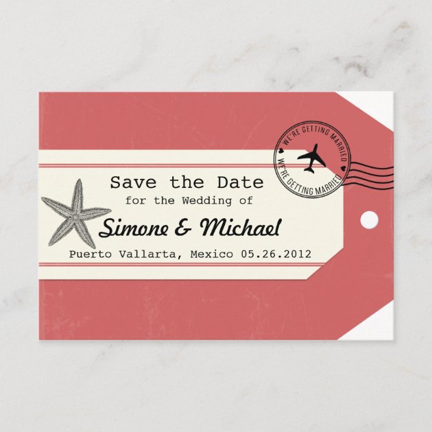 Starfish travel theme Luggage Tag Save the Date