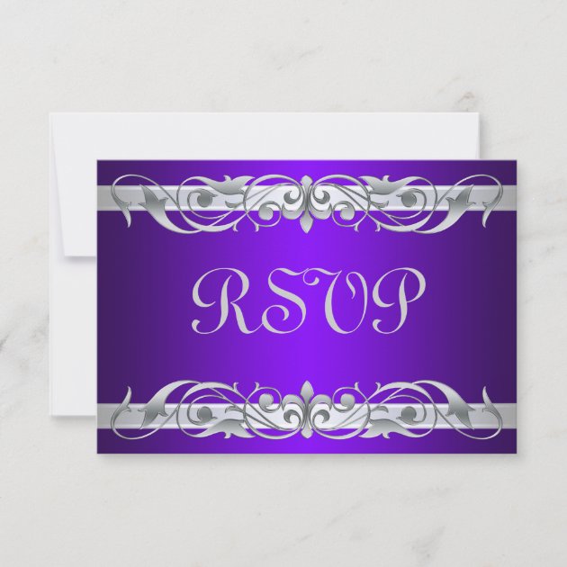 Grand Duchess Silver Scroll Purple RSVP Card