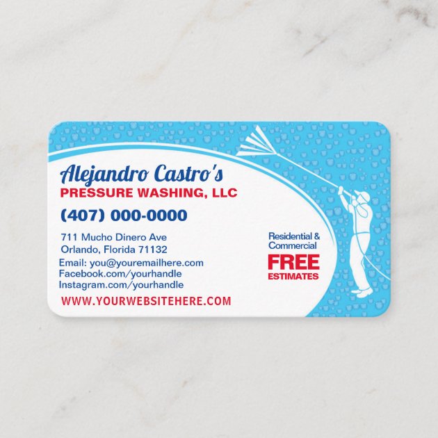Pressure Washing & Cleaning Business Card Template (front side)
