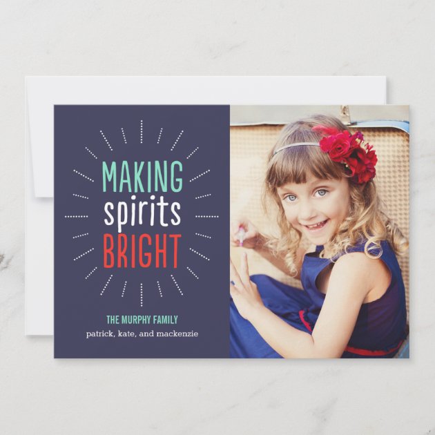 Making Spirits Bright Holiday Photo Card (front side)
