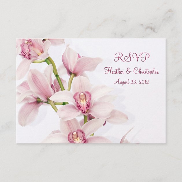 Pink Cymbidium Orchid Wedding Reply RSVP Card