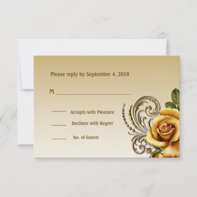 Yellow and Gold Rose RSVP