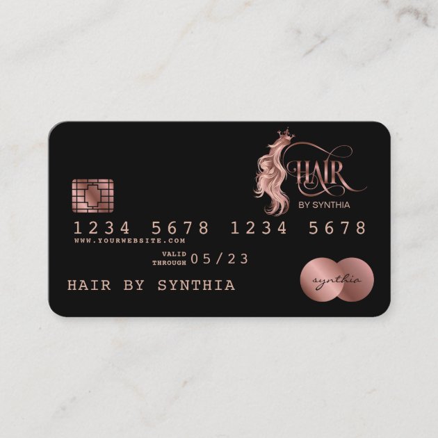 Credit Card Styled Rose Gold Hair Stylist (front side)