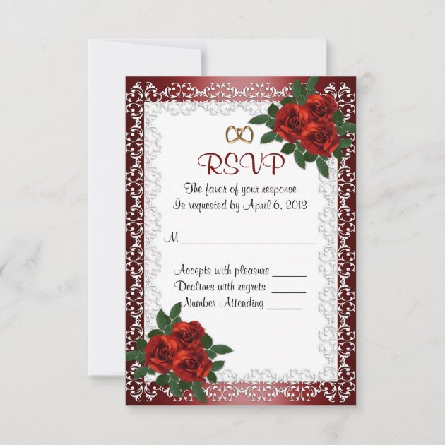 RSVP response card red roses