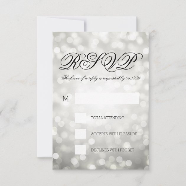 Silver Bokeh Lights Elegant Wedding RSVP