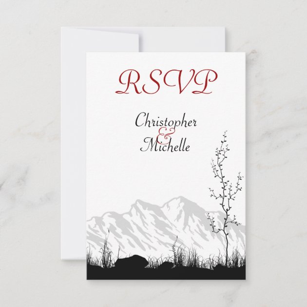 Beautiful Silhouette Mountain Wedding RSVP Cards