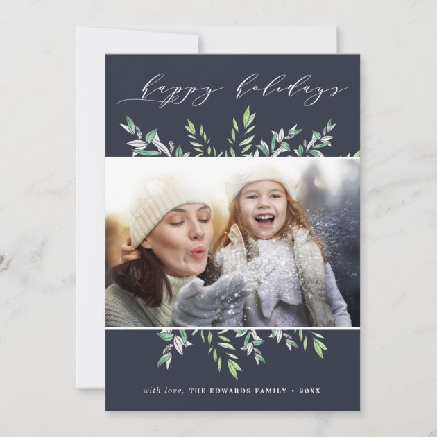 Winter Sage | Happy Holidays Photo Card (front side)