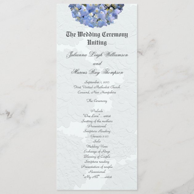 Tall Blue Hydrangea Wedding Ceremony Programs