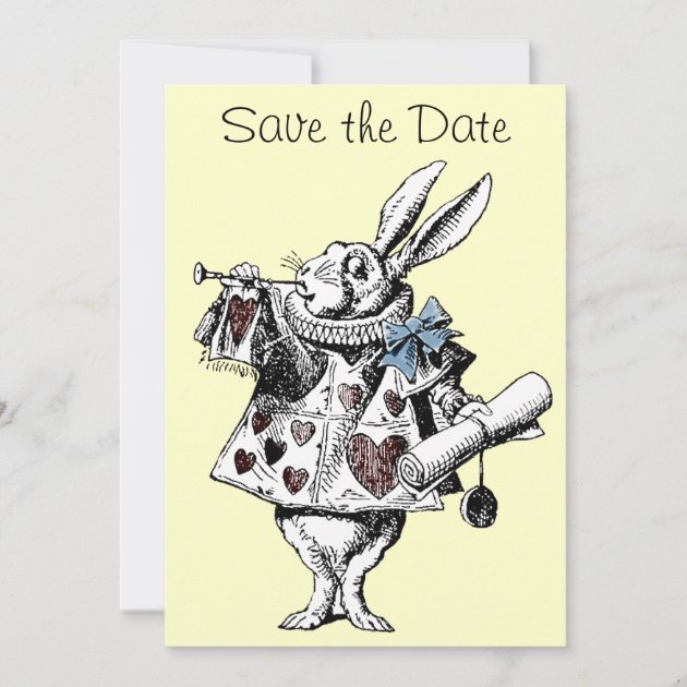 Alice in Wonderland Rabbit Save the Date Card